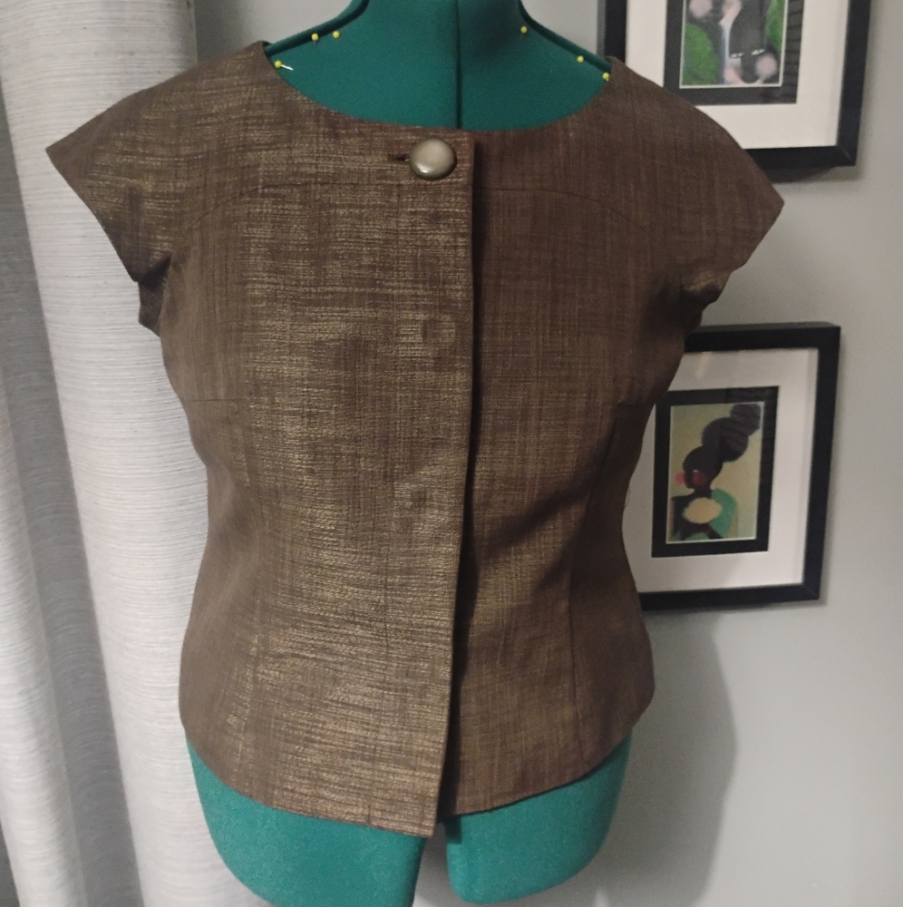 Anne Klein Bronze Cap Sleeved Blazer Sz 10 - Picture 7 of 14